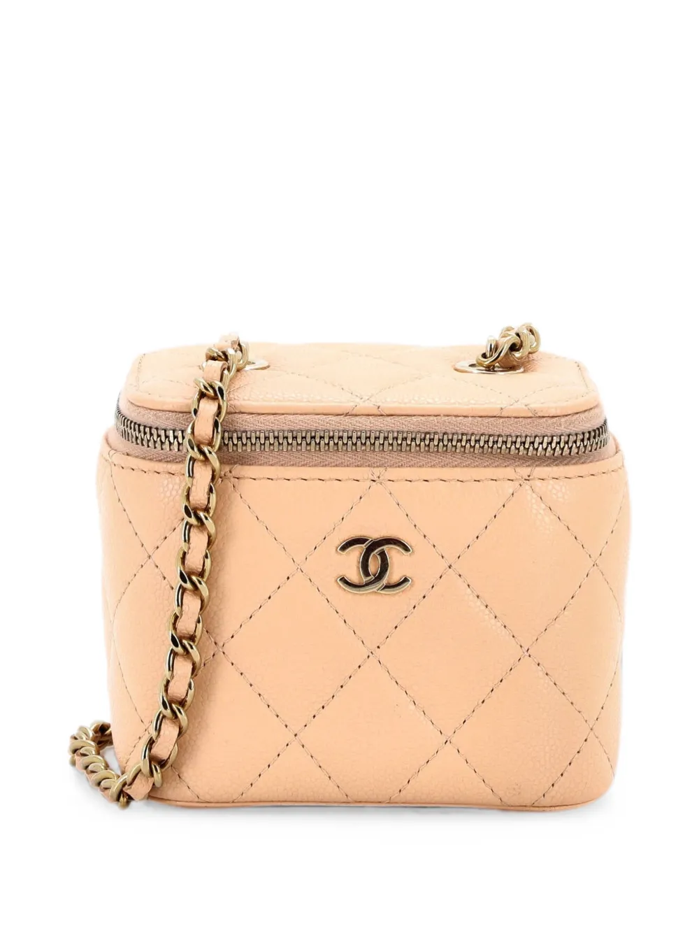 CHANEL Pre-Owned Trousse make up mini in pelle Caviar trapuntata con catena - Toni neutri