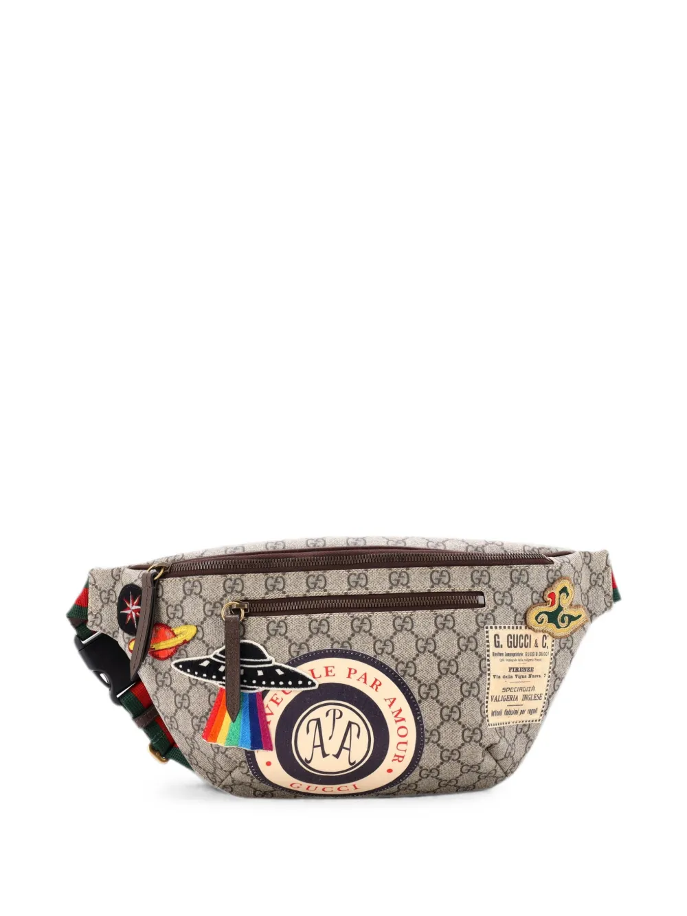 Gucci Pre-Owned Marsupio Courrier in tela cerata GG con applicazione e zip - Marrone