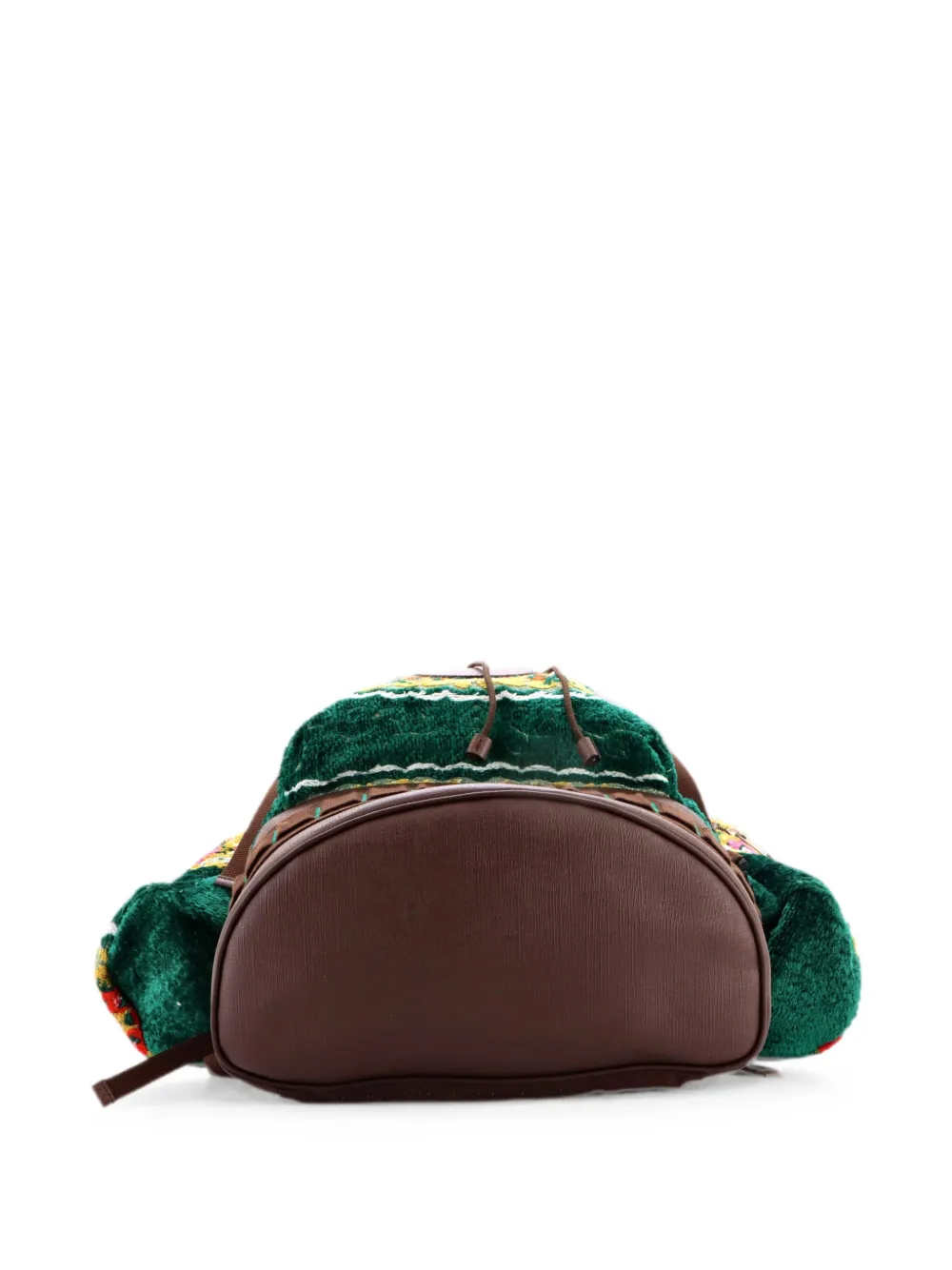  Gucci Pre-owned Mochila Grande De Terciopelo En Jacquard Con Motivo Floral Y Múltiples Bolsillos - Verde 