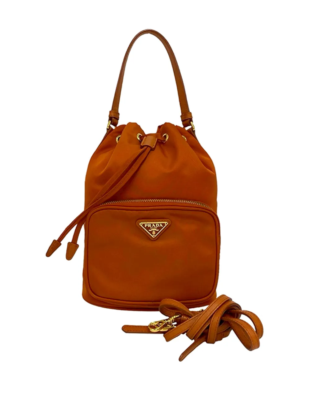 Prada Pre-Owned Borsa a secchiello in tessuto mini con coulisse 2000-2013 - Arancione