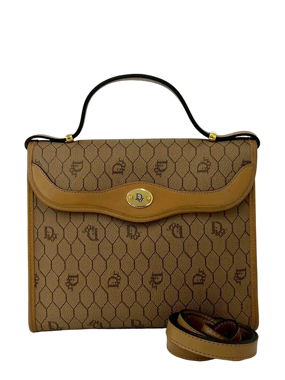 Christian Dior Pre-Owned 20th Century Honeycomb Coated Canvas satchel - Neutrals