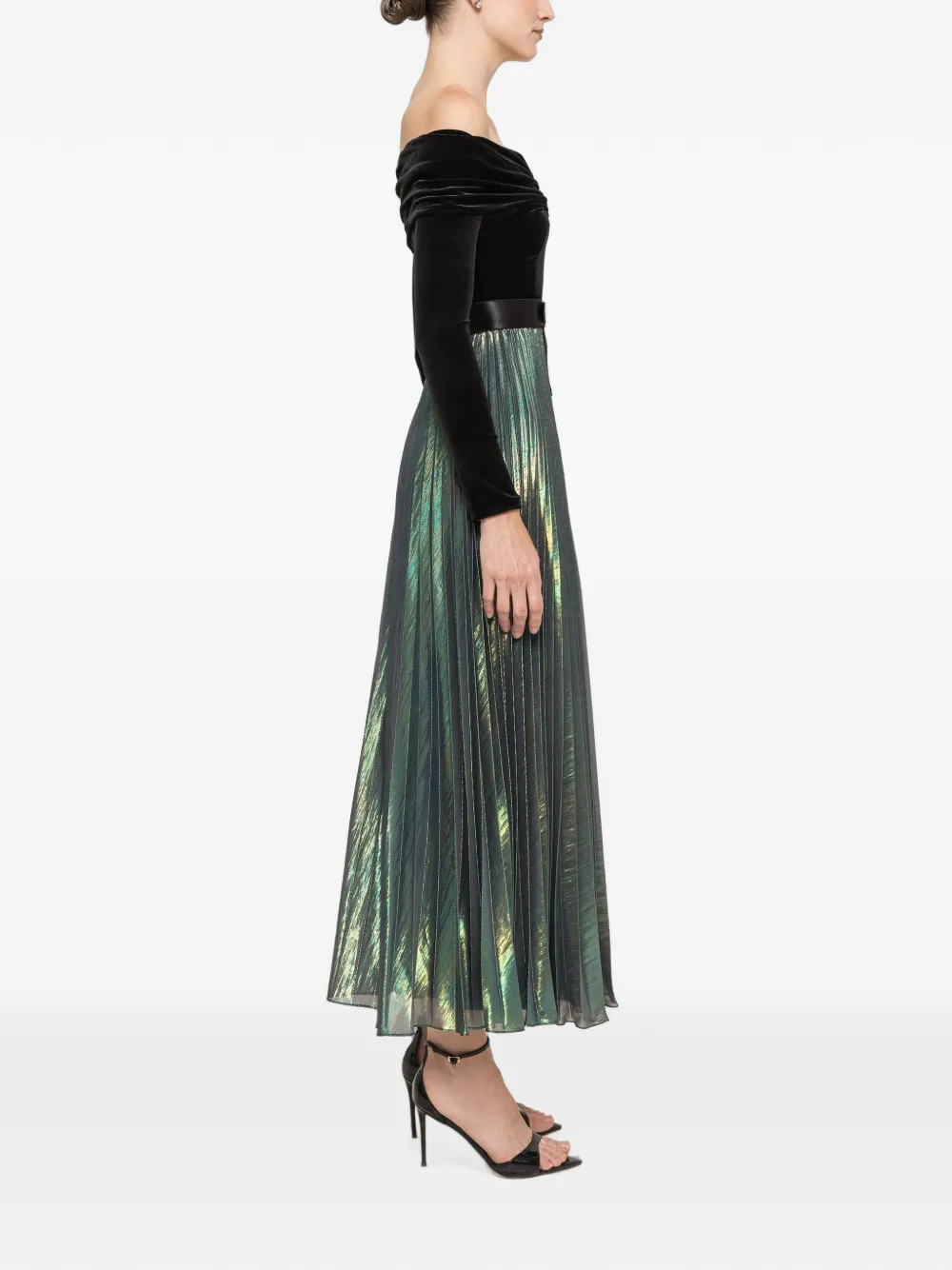 NISSA Fluwelen chiffon metallic midi-jurk Groen