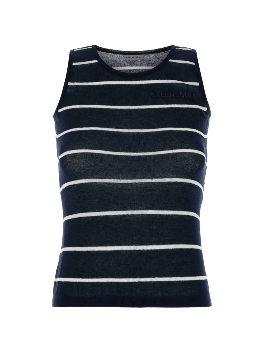 Balenciaga striped logo-embroidered tank top - Blu
