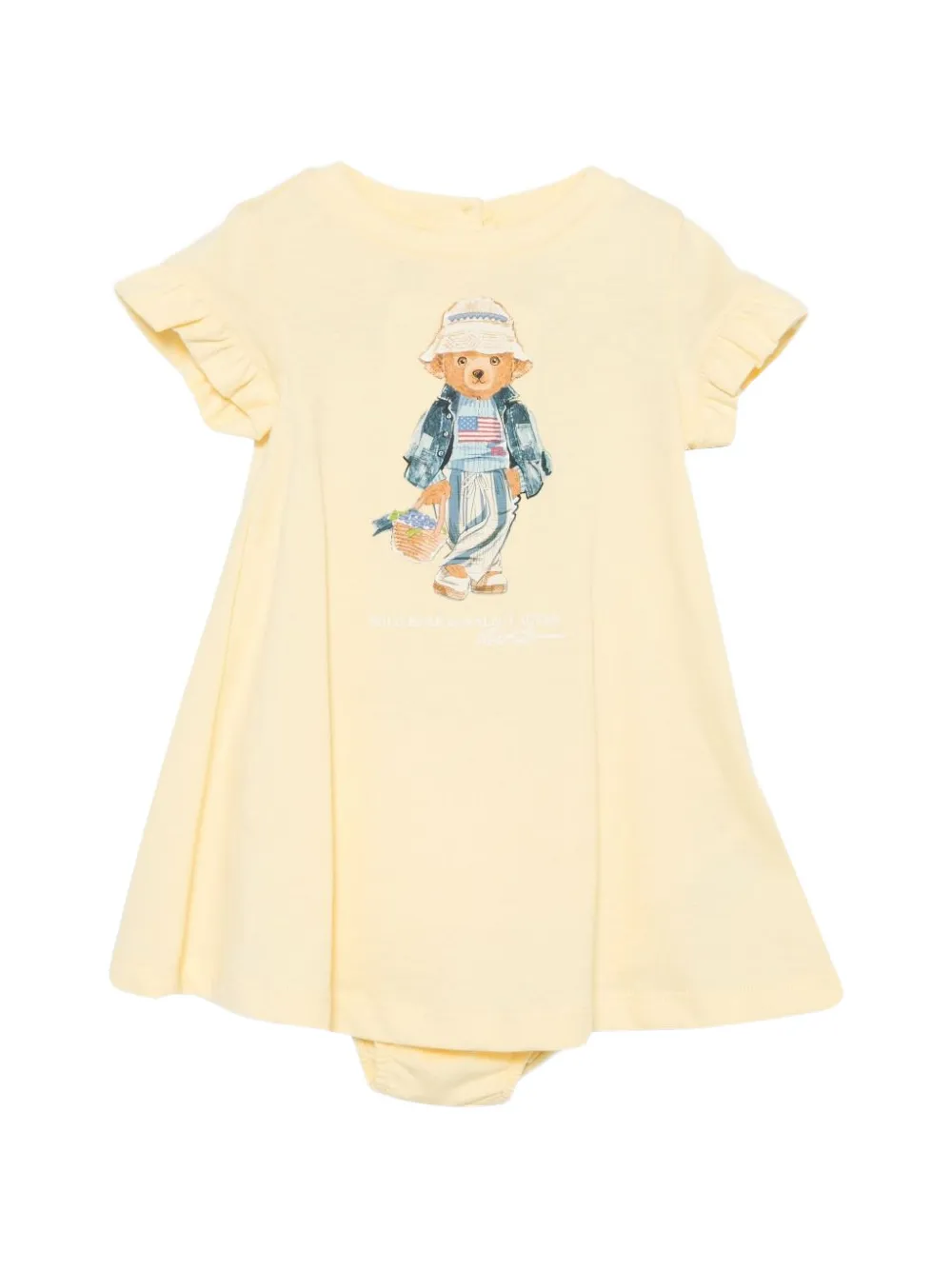 POLO RALPH LAUREN KIDS Abito Polo Bear con ruches - Giallo