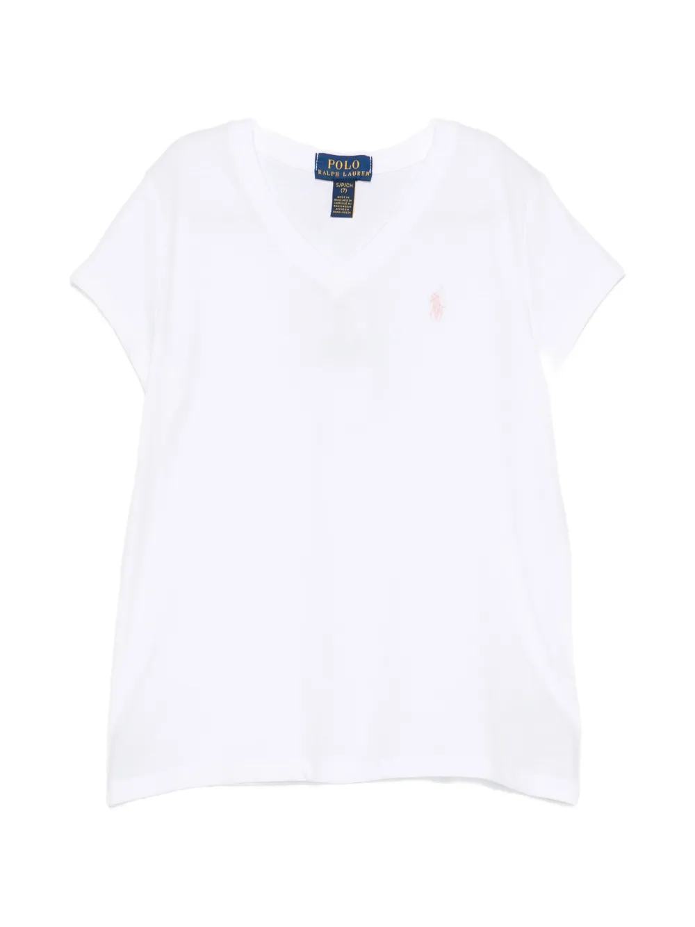 POLO RALPH LAUREN KIDS logo-embroidered V-neck T-shirt - Bianco