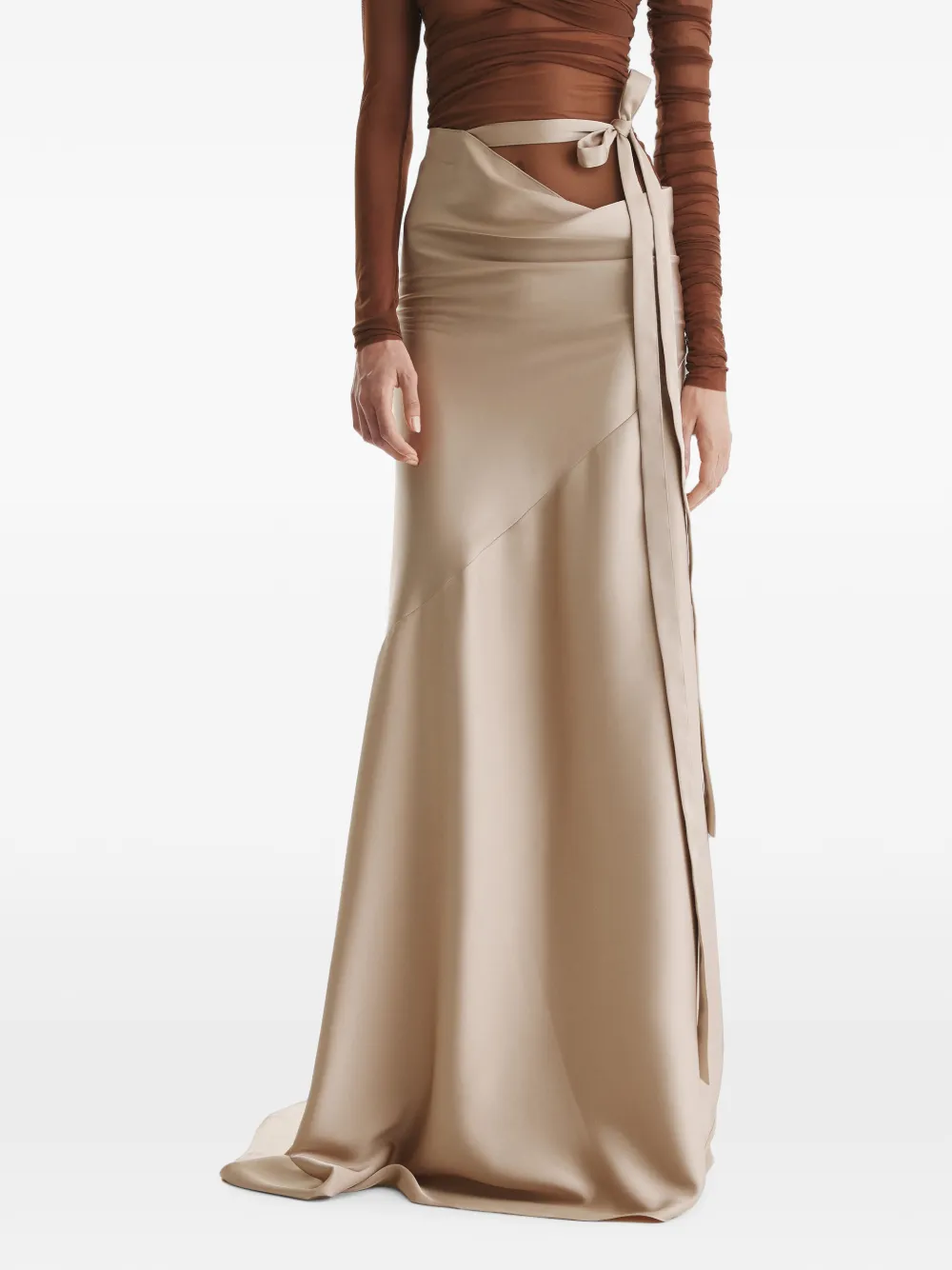 2310 STUDIO side-tie maxi skirt - Nude
