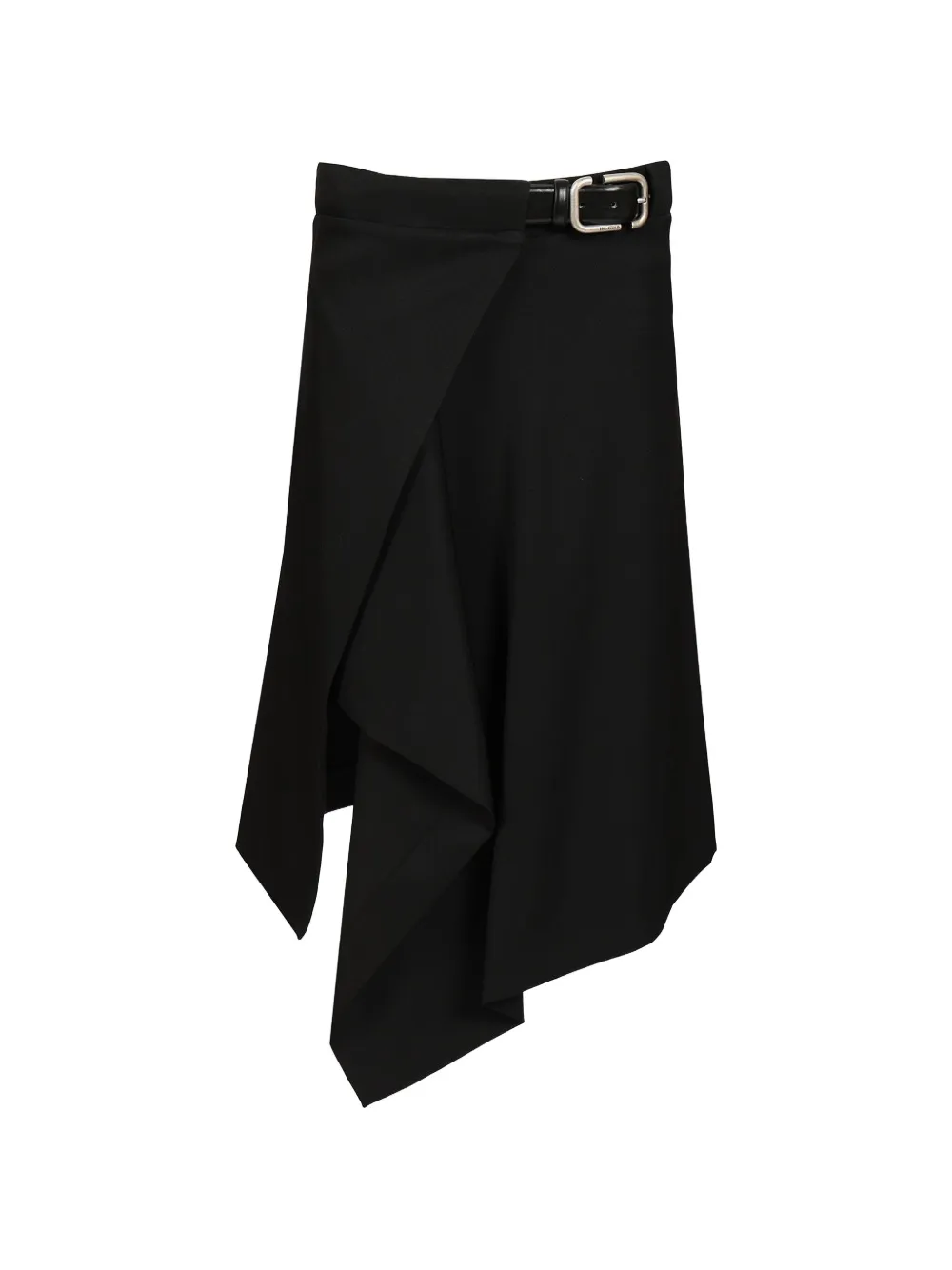 Attico Belted Asymmetric Skirt In Black
