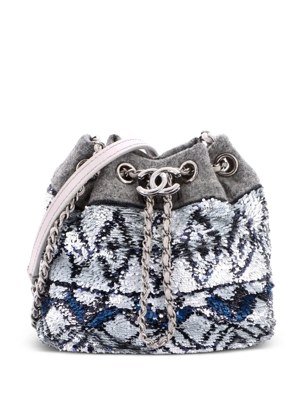 CHANEL Pre-Owned Borsa a secchiello CC mini con coulisse - Grigio