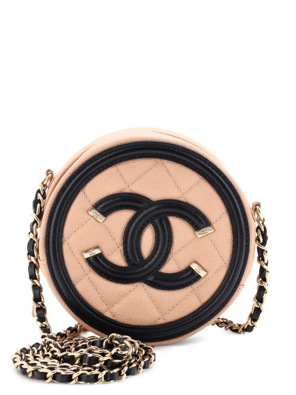 CHANEL Pre-Owned Borsa a tracolla mino in pelle Caviar trapuntata con catena - Nero