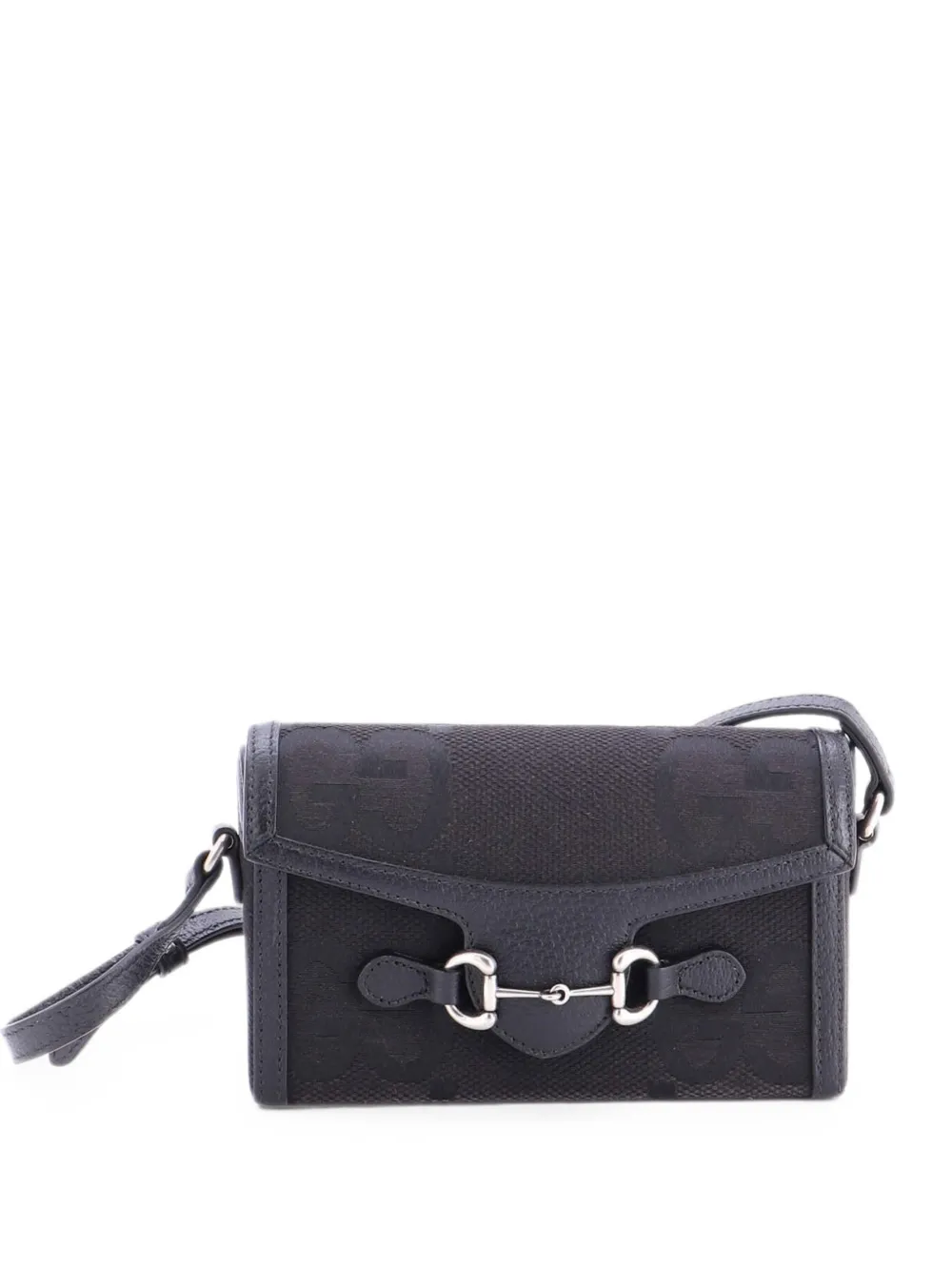 Gucci Pre-Owned Borsa a tracolla Horsebit 1955 mini in tela Jumbo GG con battente - Nero