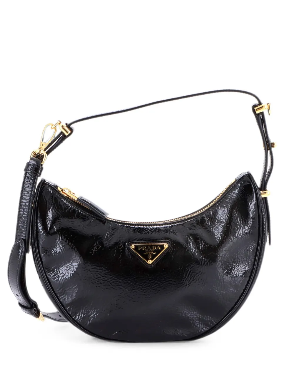Prada Pre-Owned Borsa passepartout Arque Half Moon Vernice Naplak piccola - Nero