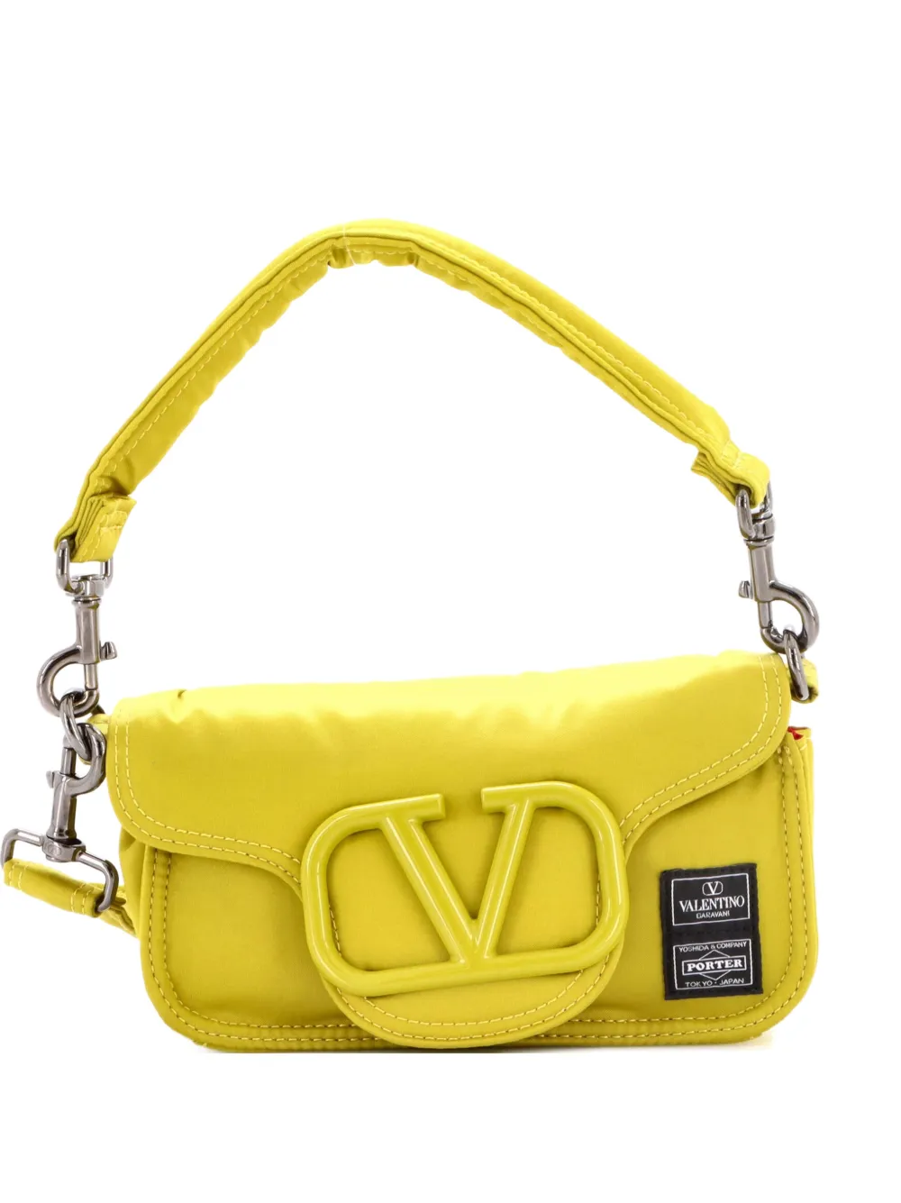 Valentino Garavani Pre-Owned x PORTER Borsa a spalla VLogo Loco Flap piccola - Giallo