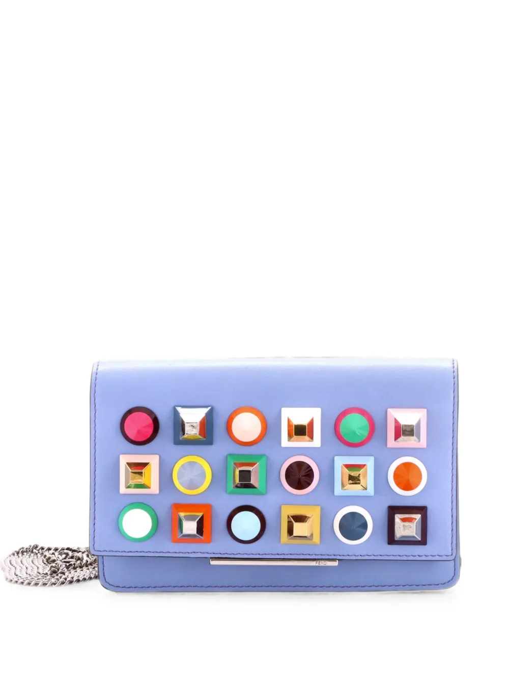 Fendi Pre-Owned Borsa a tracolla Tube Wallet On Chain in pelle con borchie - Blu