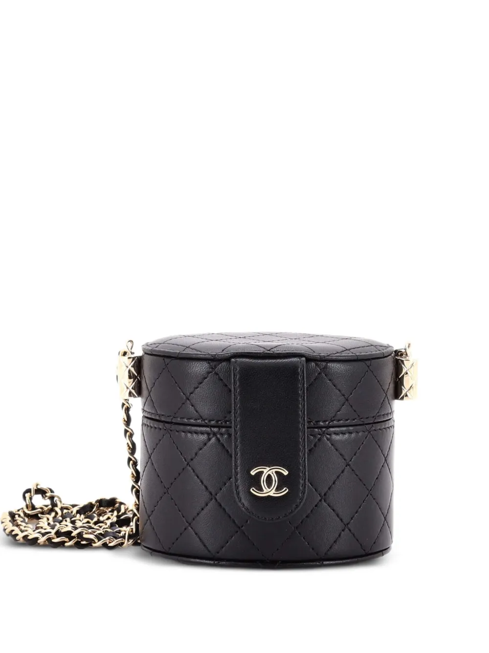 CHANEL Pre-Owned Borsa a tracolla CC Vanity Case mini in pelle di agnello trapuntata con manico - Nero