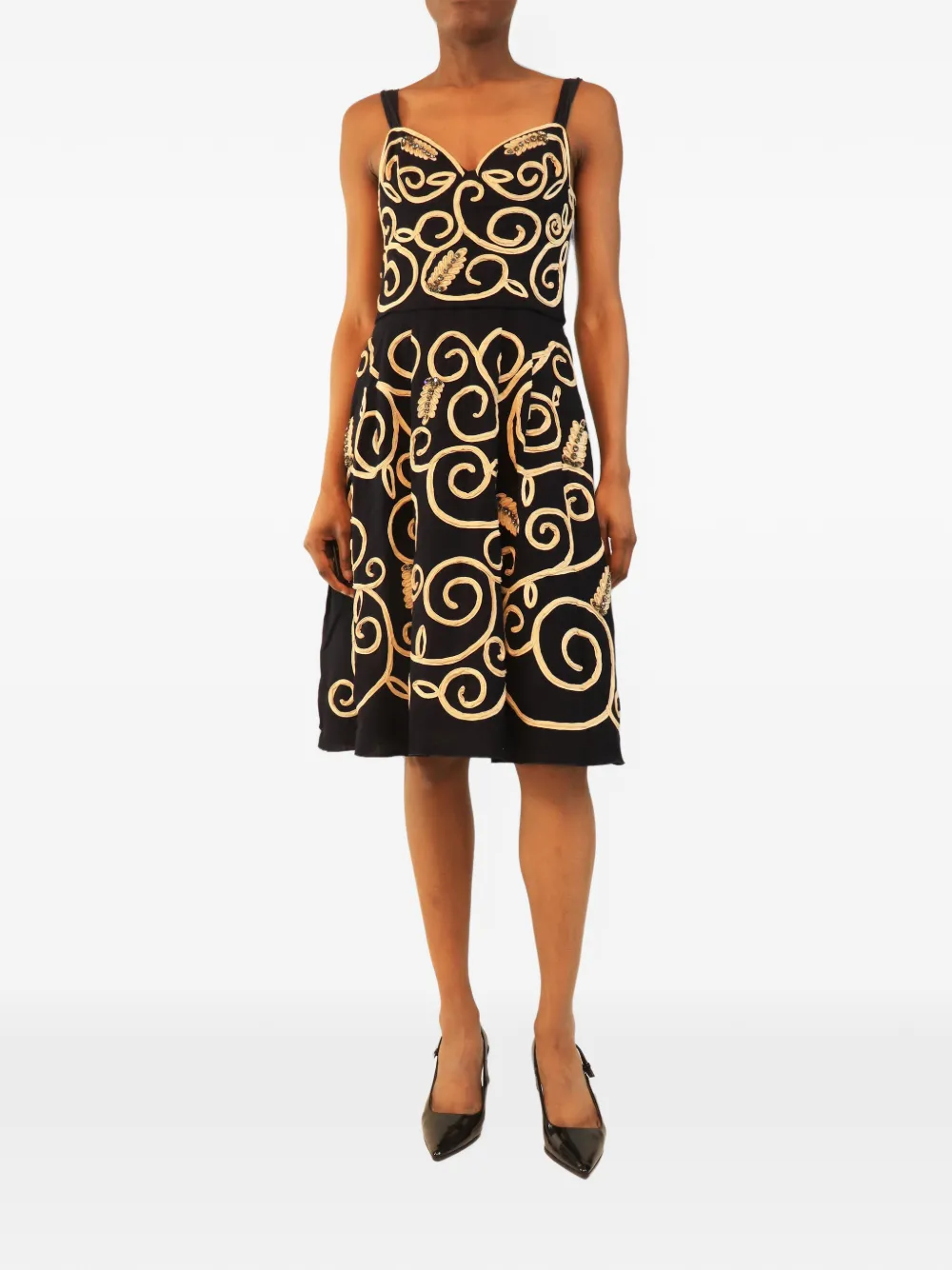 Pre-owned Louis Vuitton Embroidered Cocktail Mini Dress In Black