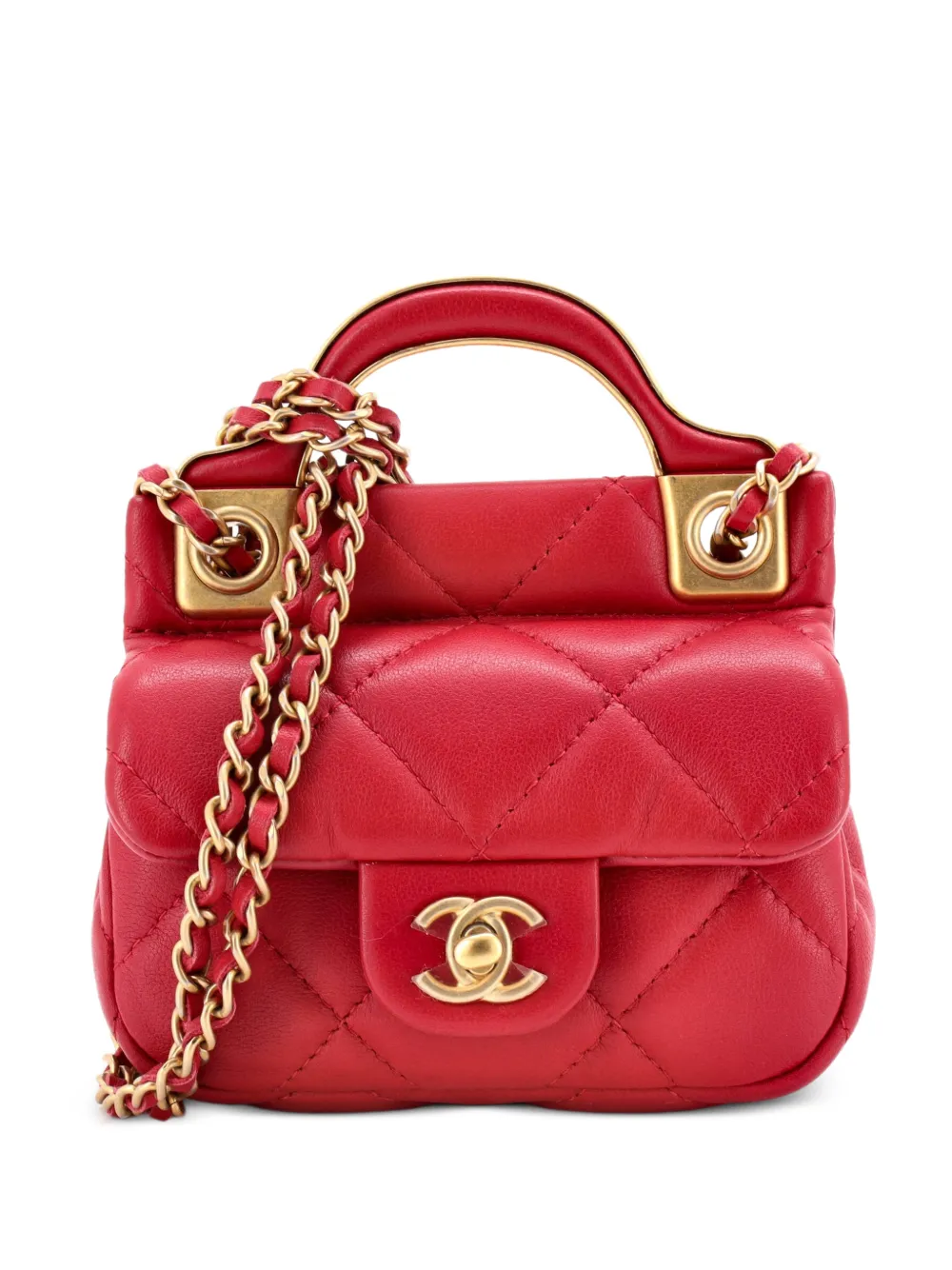 CHANEL Pre-Owned Clutch trapuntata Lady Handle Flap Card Holder on Chain - Rosa