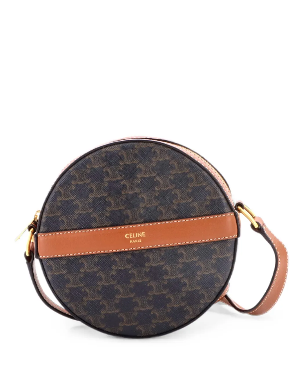 Celine Pre-Owned Borsa a tracolla Triomphe tonda in tela cerata - Marrone