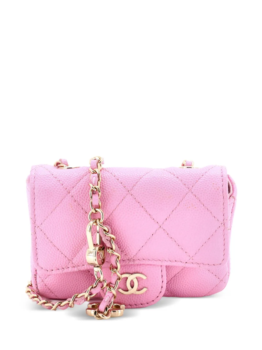 CHANEL Pre-Owned Marsupio mini in pelle Caviar trapuntata con catena - Rosa