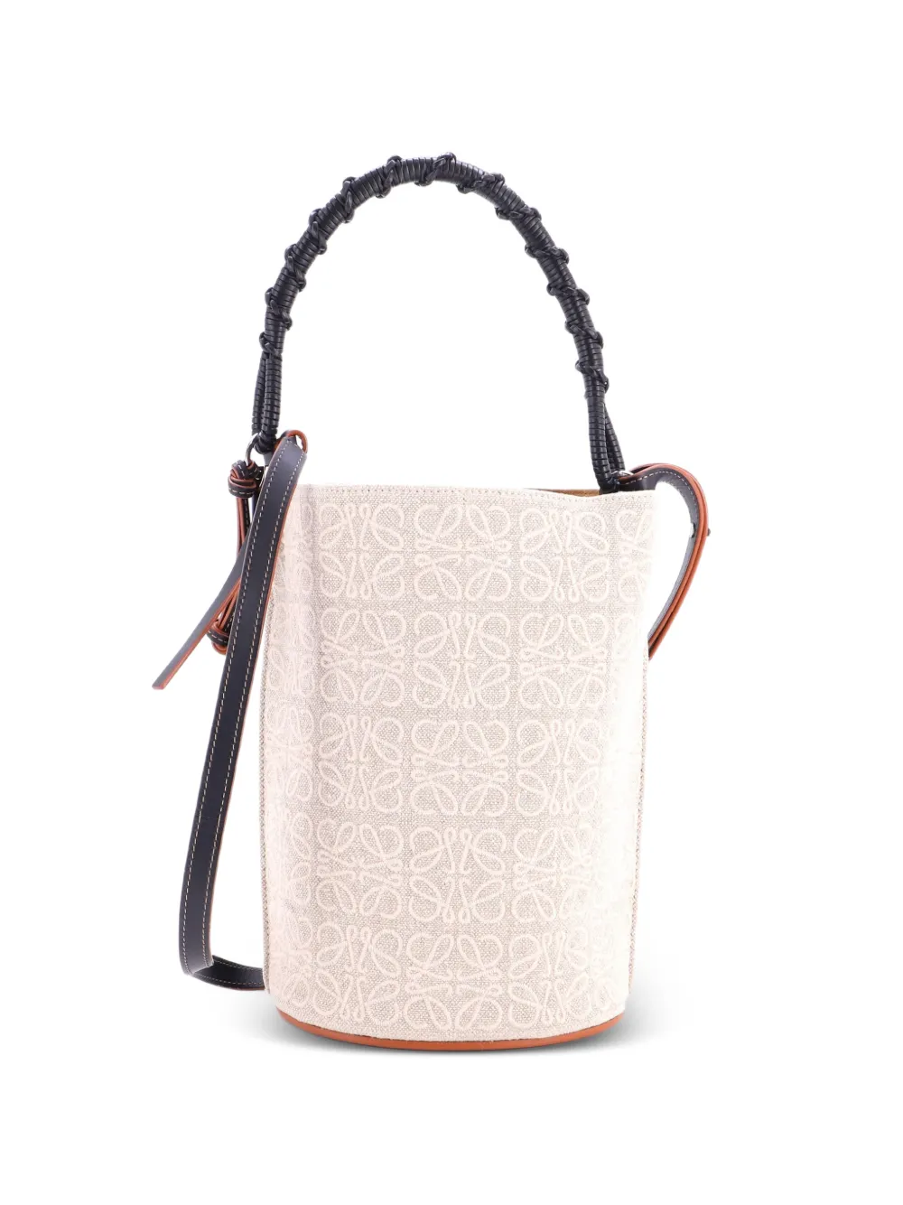 Loewe Pre-Owned Borsa a secchiello Gate media in tela jacquard con motivo Anagram - Nero