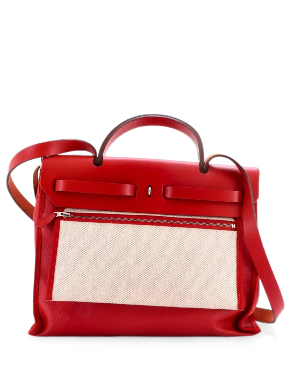 Hermès Pre-Owned Borsa a spalla Herbag Zip Berline Vache in tela e pelle 31 - Rosso