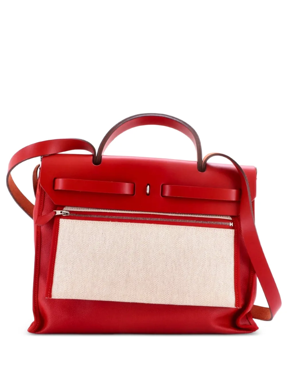 Hermès Pre-Owned Borsa a spalla Herbag Zip Berline Vache in tela e pelle 31 - Rosso