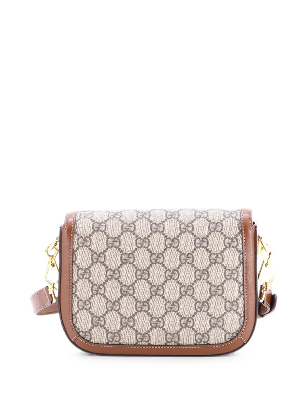  Gucci Pre-owned Horsebit 1955 Shoulder Bag Gg Coated Canvas With Leather Mini Crossbody Bag - Marron 