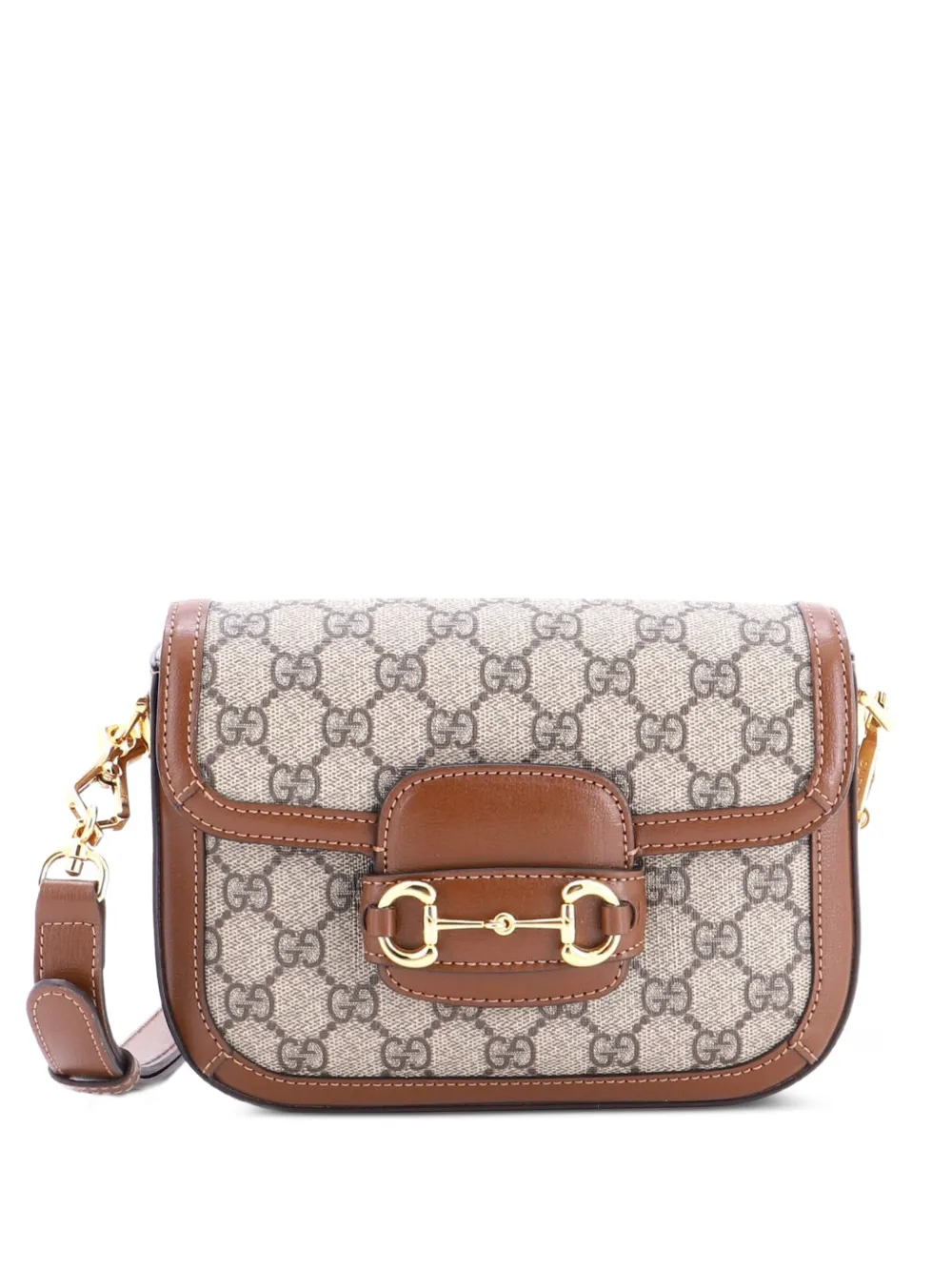 Gucci Pre-Owned Horsebit 1955 Schultertasche aus GG-beschichtetem Canvas mit Mini-Ledertasche - Braun