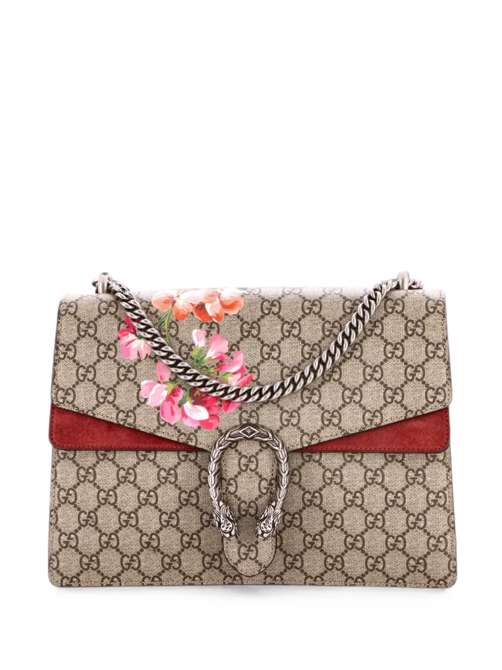 Gucci Pre-Owned Borsa a spalla Dionysus media in tela cerata GG con stampa a fiori - Marrone