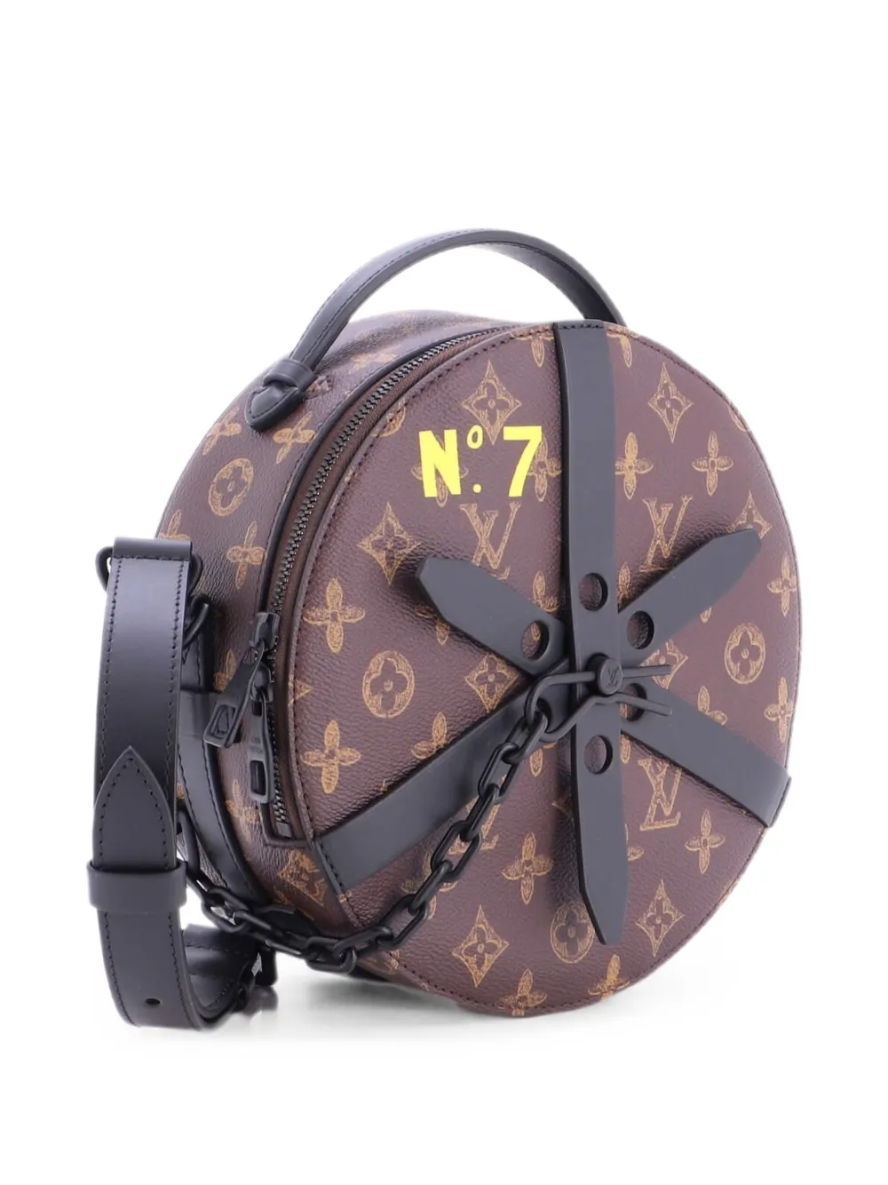  Louis Vuitton Pre-owned Wheel Box Bag No.7 Trunk L'oeil Vintage Monogram Canvas Crossbody Bag - Marron 