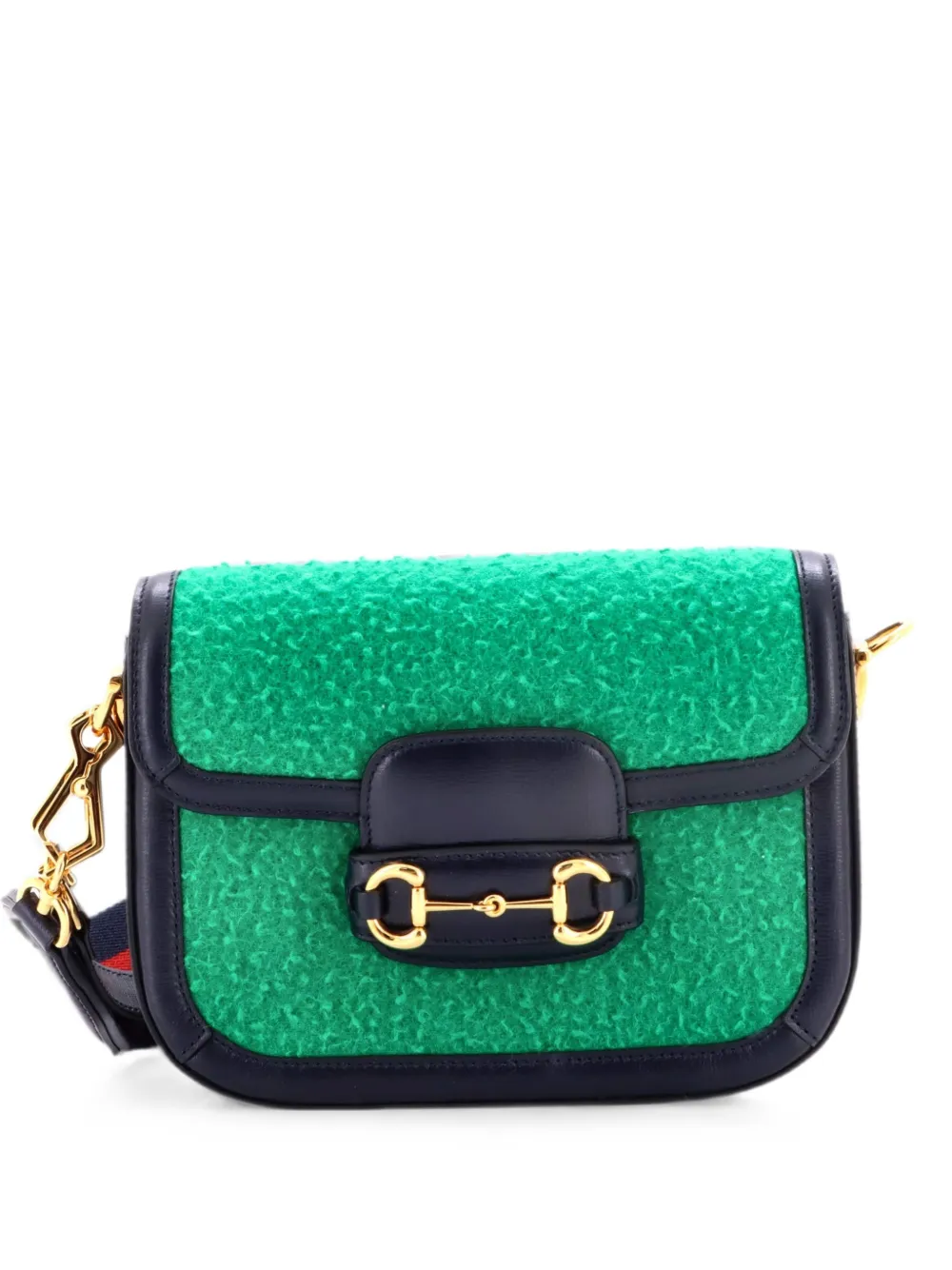 Gucci Pre-Owned Borsa a tracolla Horsebit 1955 mini in lana - Verde