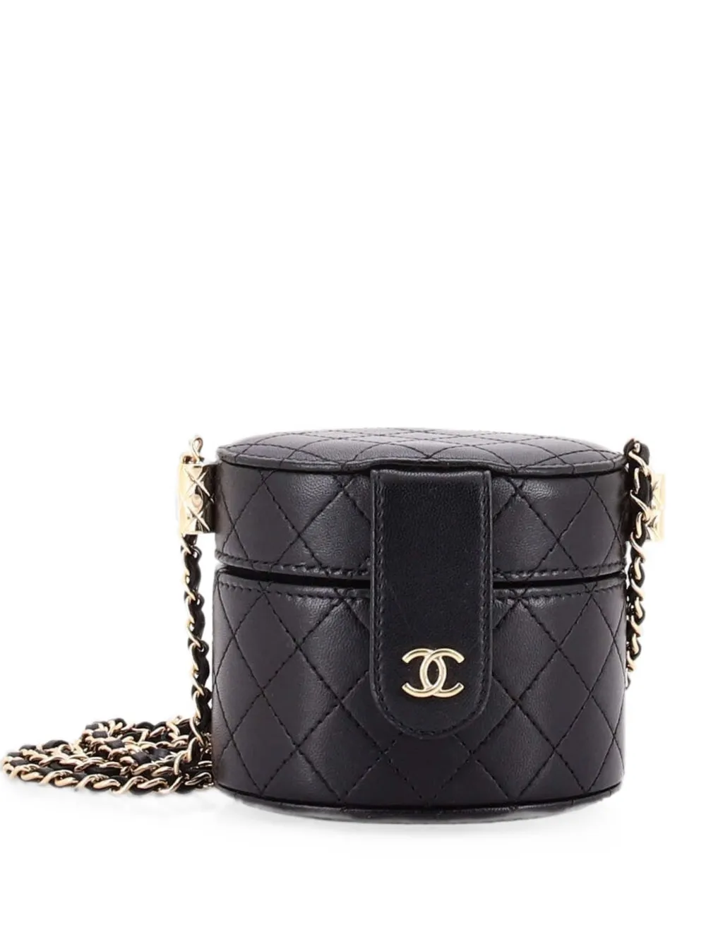 CHANEL Pre-Owned Borsa a tracolla CC Vanity Case mini in pelle di agnello trapuntata con manico - Nero