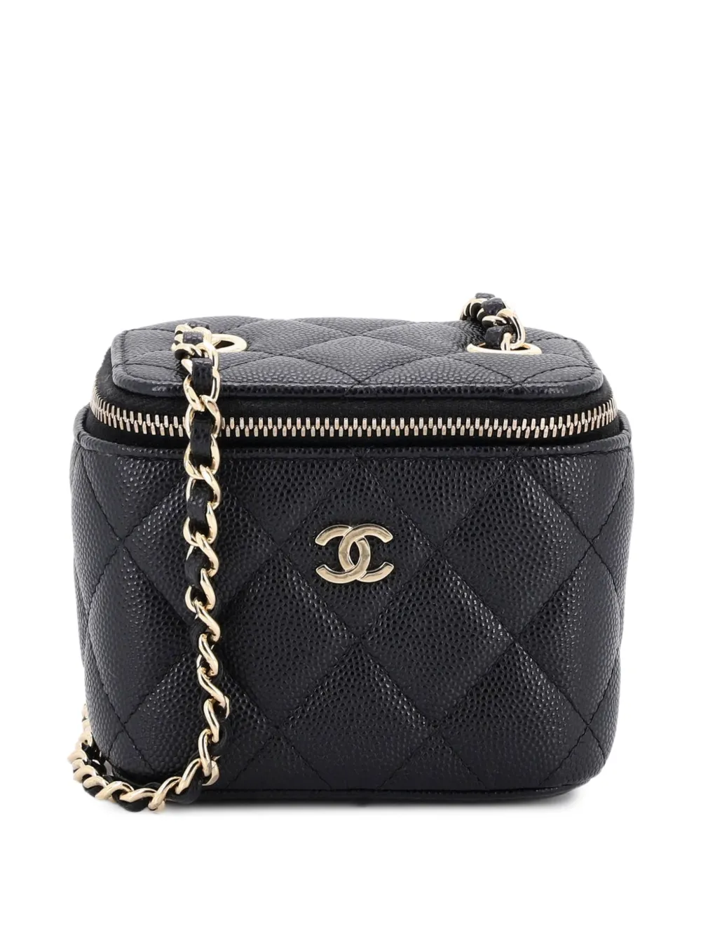 CHANEL Pre-Owned Classic Vanity Case with Chain Quilted Caviar Mini pouch - Black