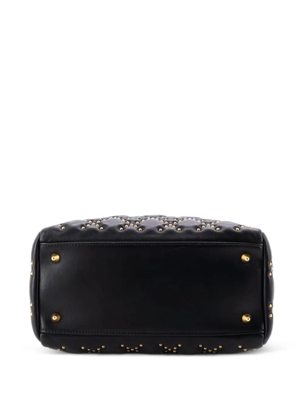 Dior Pre-owned Supple Lady Dior Bag Cannage Studded Lambskin Medium Satchel in Black, view 4