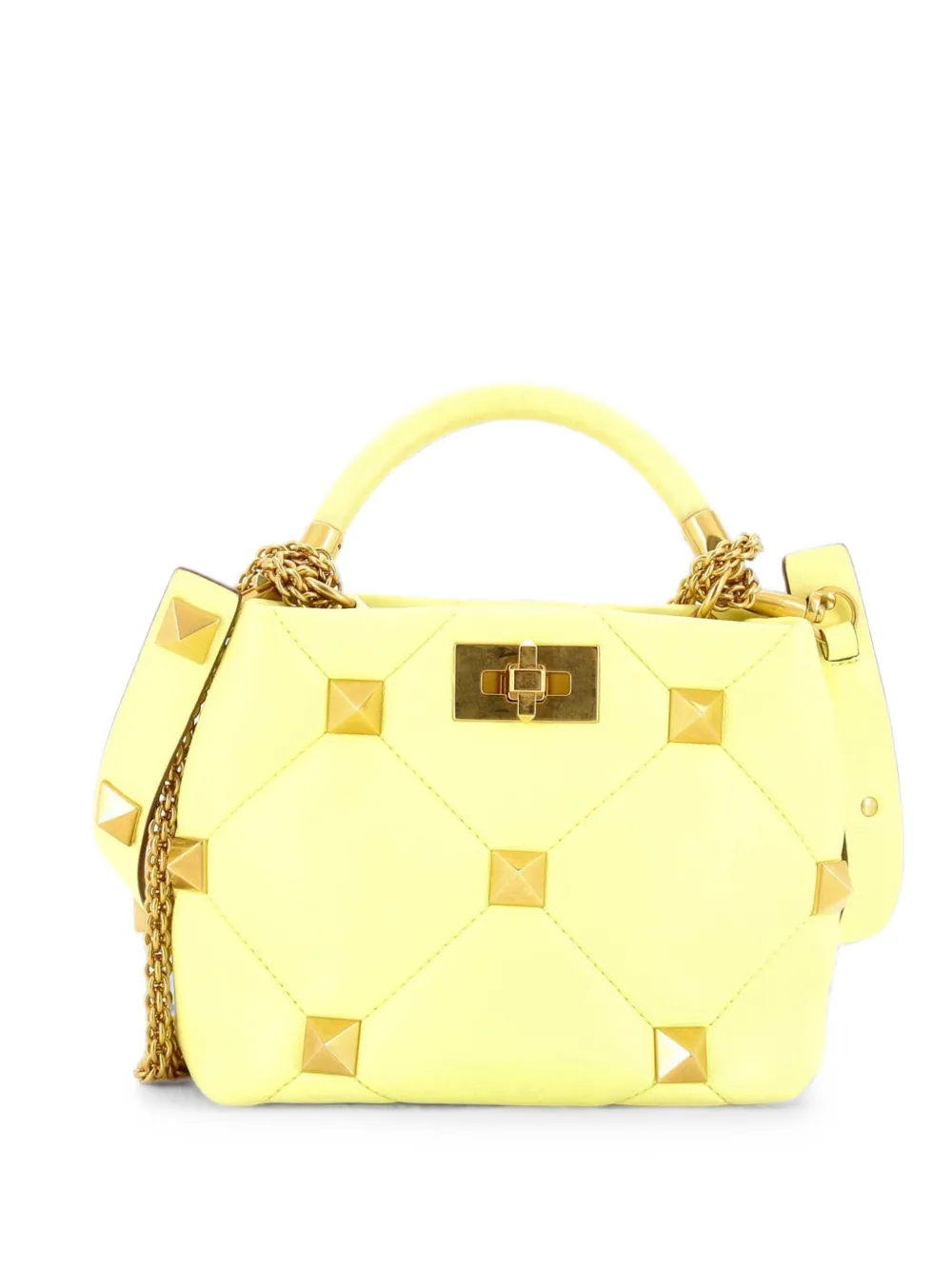 Valentino Garavani Pre-Owned Borsa a tracolla Roman Stud piccola in pelle trapuntata con manico - Giallo
