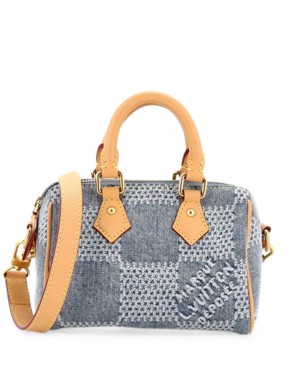 Louis Vuitton Pre-Owned Borsa a tracolla Speedy Bandouliere 18 in denim Damier Giant 3D - Blu