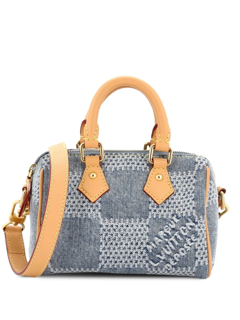 Louis Vuitton Pre-Owned Borsa a tracolla Speedy Bandouliere 18 in denim Damier Giant 3D - Blu