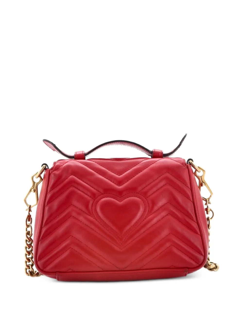 GUCCI GGマーモント マトラッセ レザー ミニ トップハンドルバッグ Gucci Pre-Owned GGマーモント トップハンドル フラップ マトラッセ