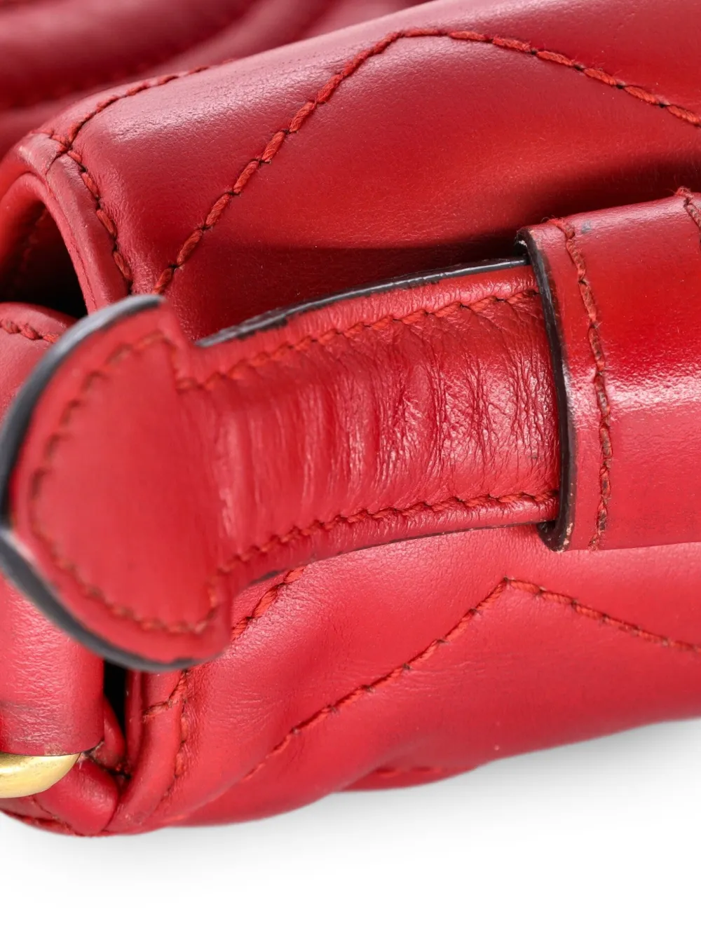 GUCCI GGマーモント マトラッセ レザー ミニ トップハンドルバッグ Gucci Pre-Owned GGマーモント トップハンドル フラップ マトラッセ