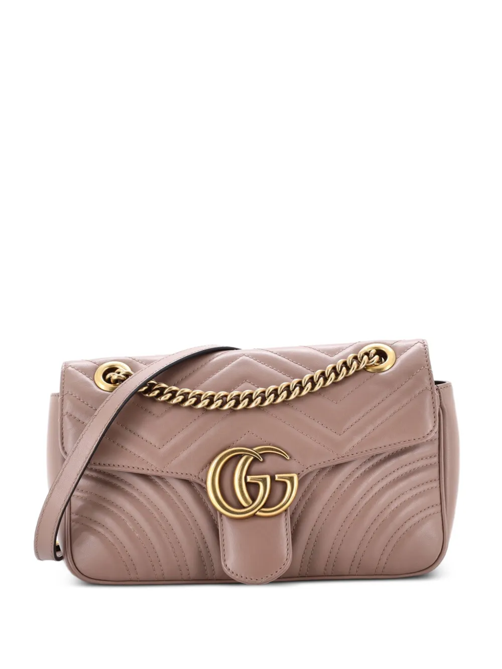 Gucci Pre-Owned GG Marmont Flap Bag Matelasse Leather Medium shoulder bag - Nude