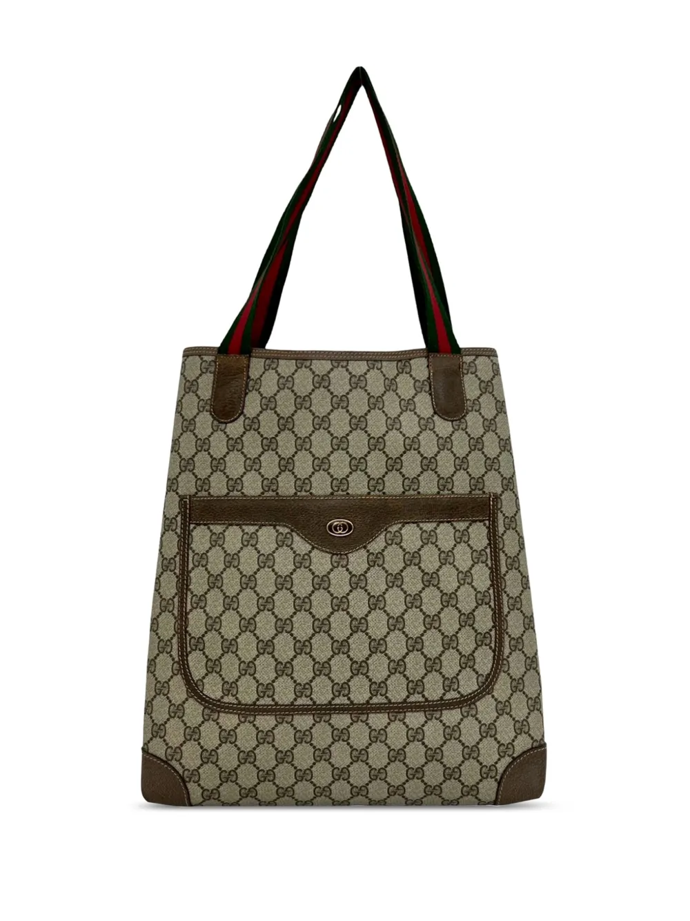 Gucci Pre-Owned Borsa tote in tessuto GG Supreme con decorazione Web XX secolo - Marrone