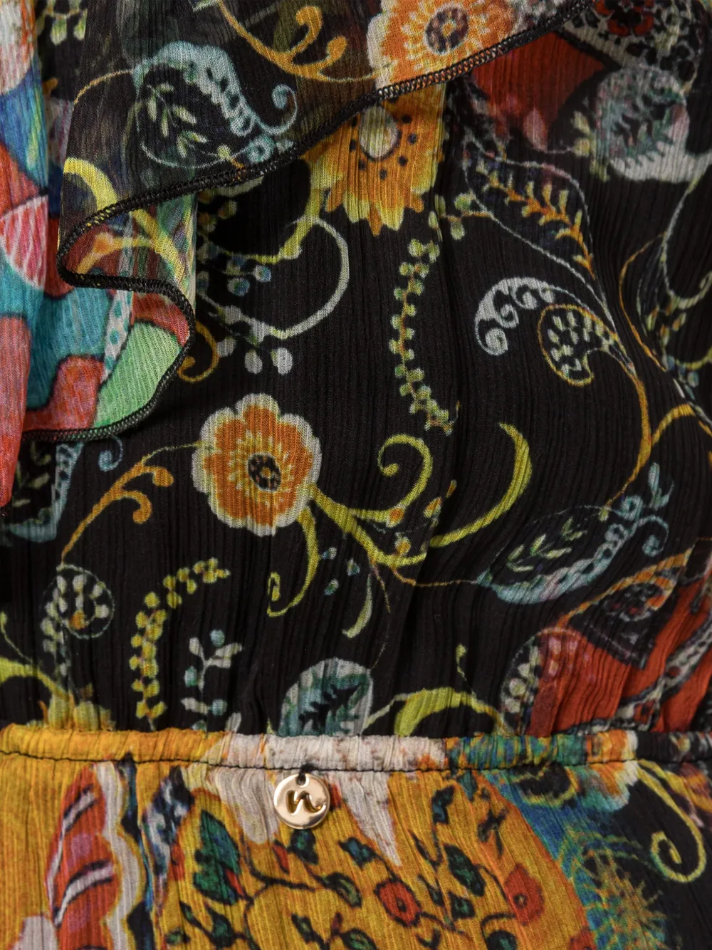 NISSA Asymmetrische chiffon mini-jurk met print Zwart