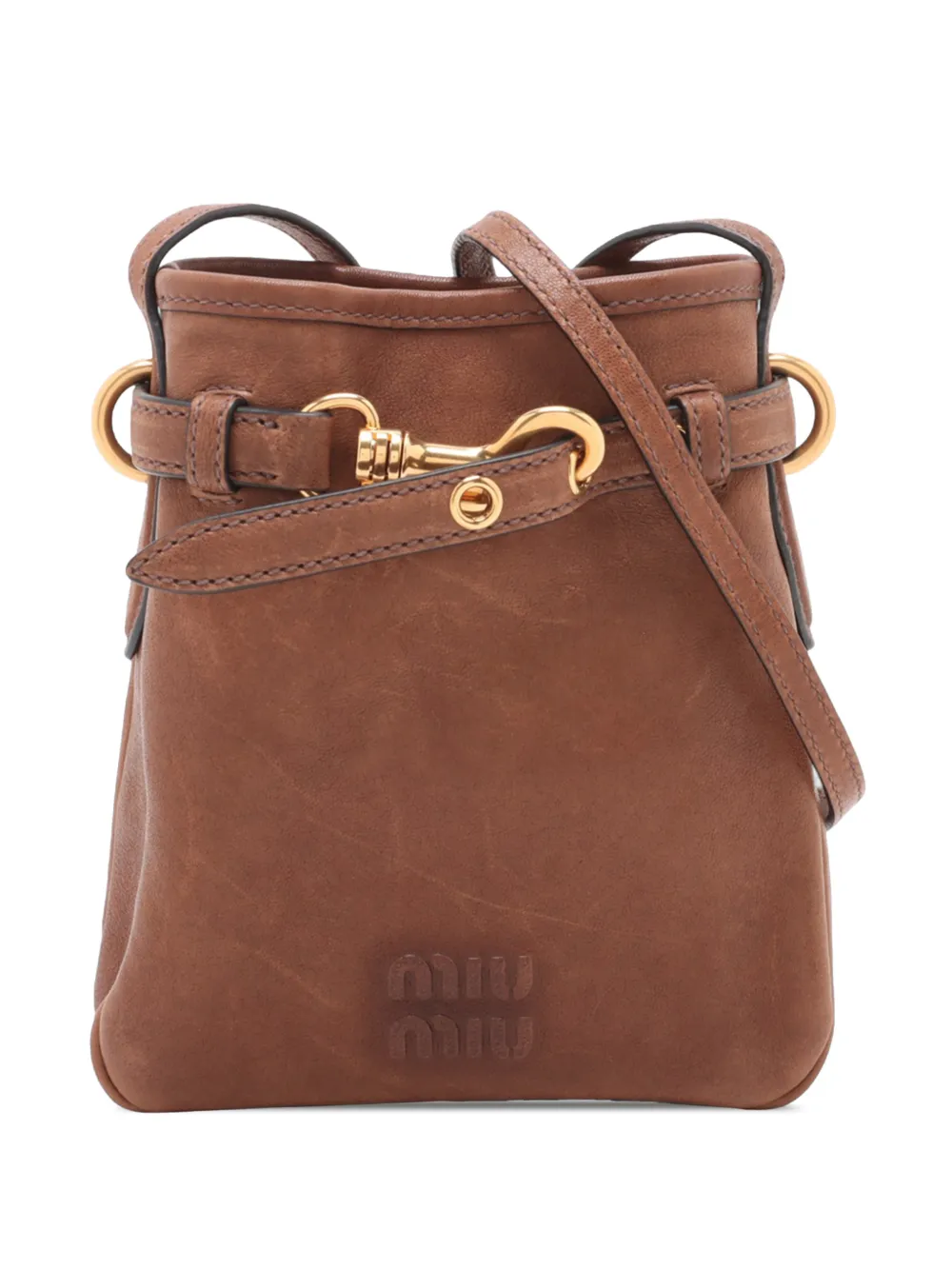 Miu Miu Pre-Owned Borsa a secchiello in nappa 2010-2026 - Marrone