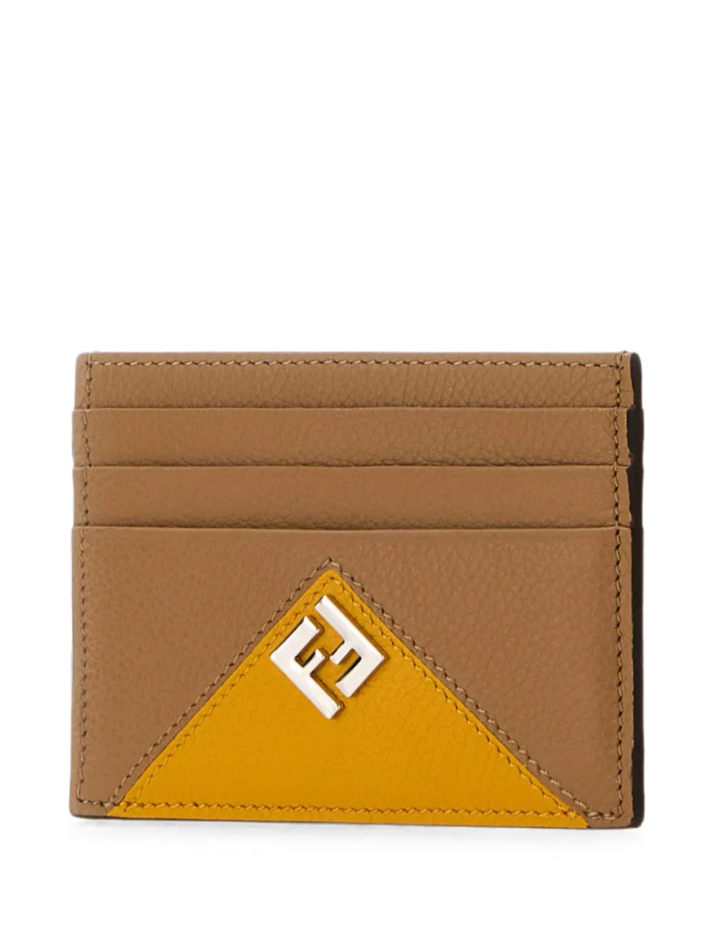 FENDI Lui pasjeshouder van bewerkt leer met logo-plakkaat Bruin