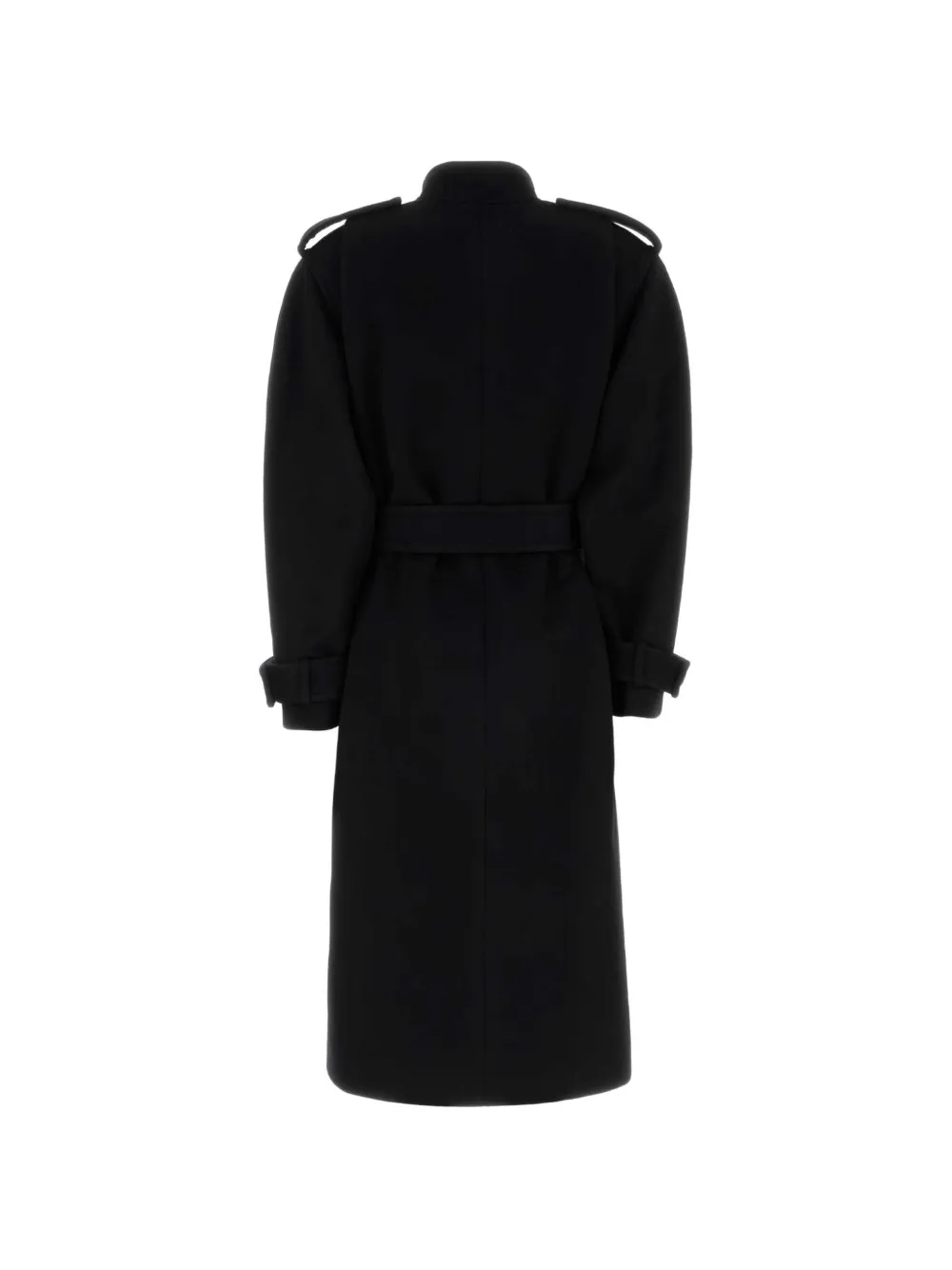 Chloé High-neck Long Coat in Double-face Wool in Black, view 2