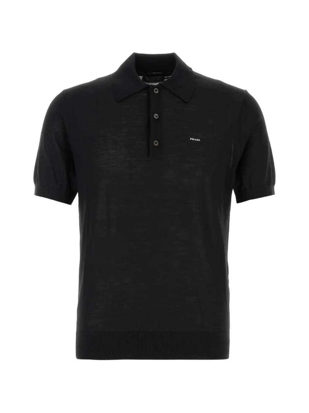 Prada logo-print short-sleeve wool polo shirt - Schwarz