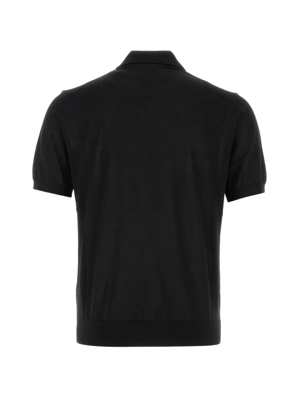 Prada Wollen poloshirt met logo-print en korte mouwen Zwart