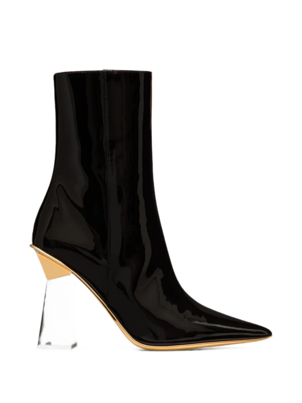 Valentino Garavani Hyper One Stud Ankle Boot In Patent Leather 105mm In Black