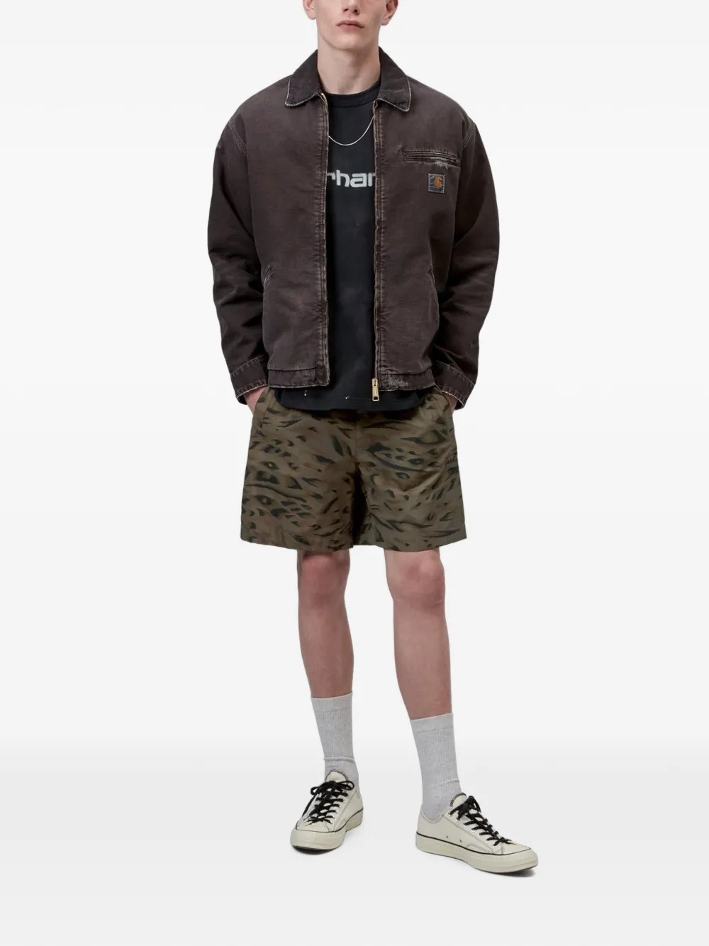 Carhartt WIP Travon shorts met luipaardprint Groen