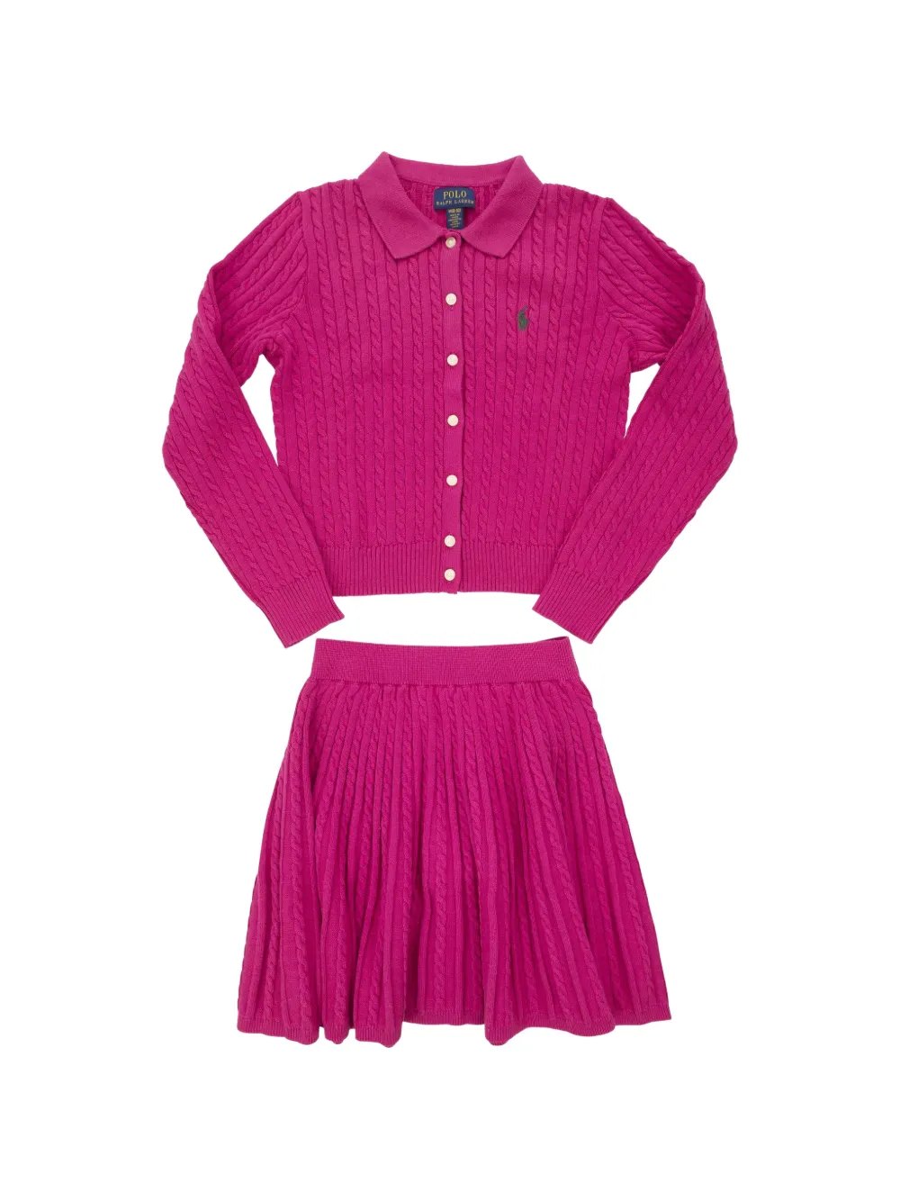 POLO RALPH LAUREN KIDS Set con gonna in maglia a trecce - Rosa