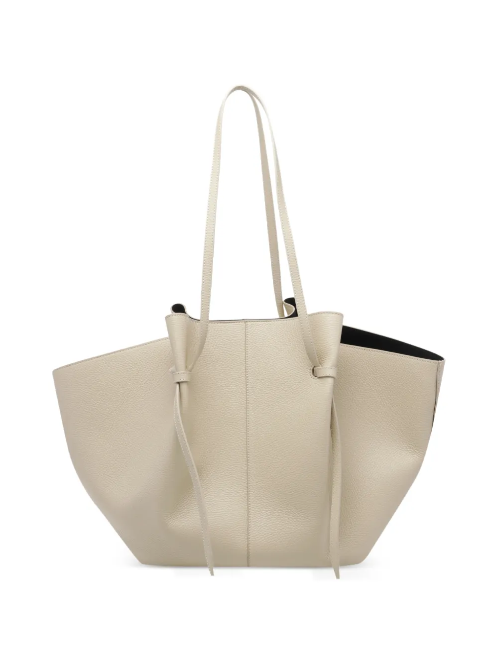 Yuzefi Mochi grote leren shopper met bewerkte korrel Beige